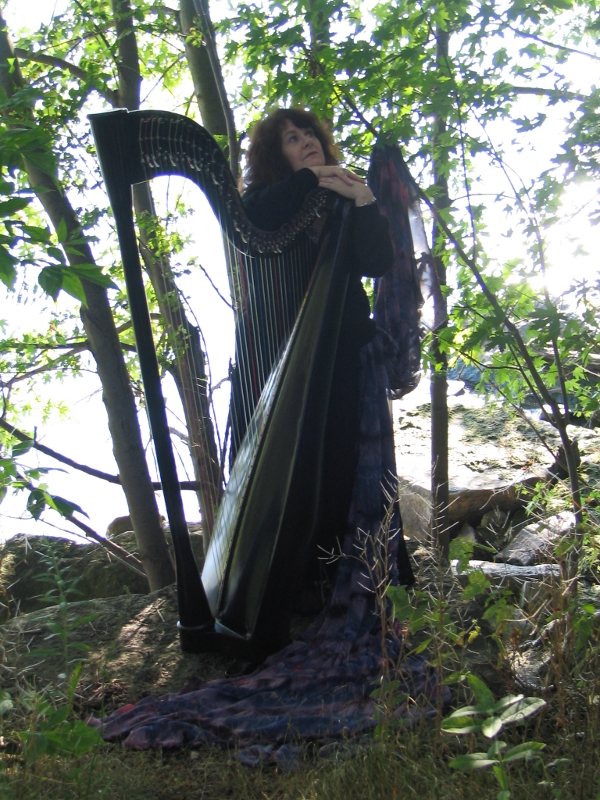 Moira with her harp